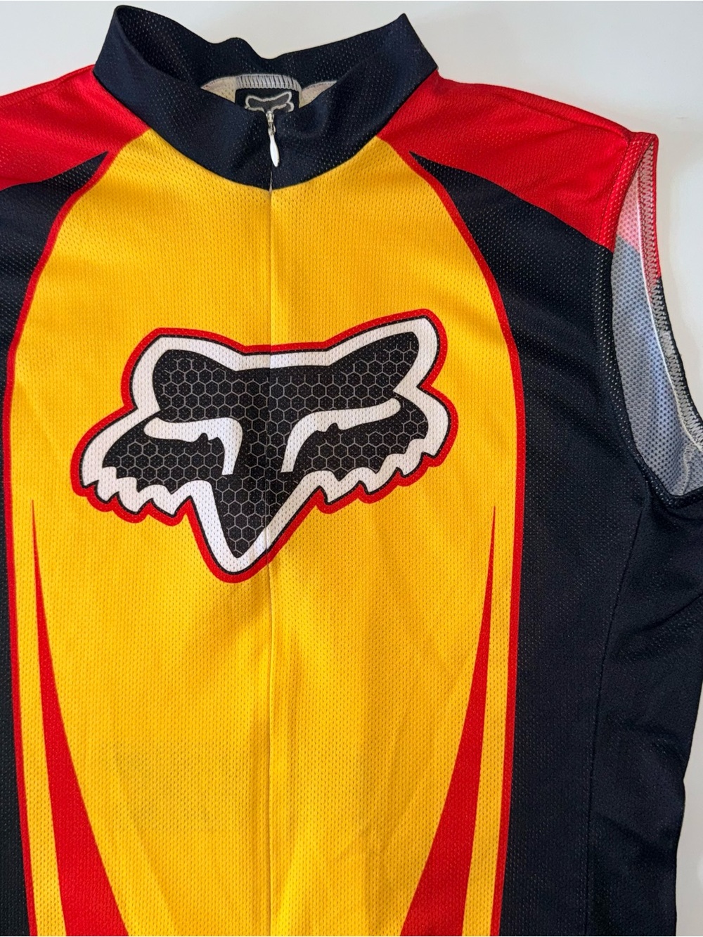 VTG Fox Cycling Jersey Men's M Yellow Red Black Polyester USA Made Performance